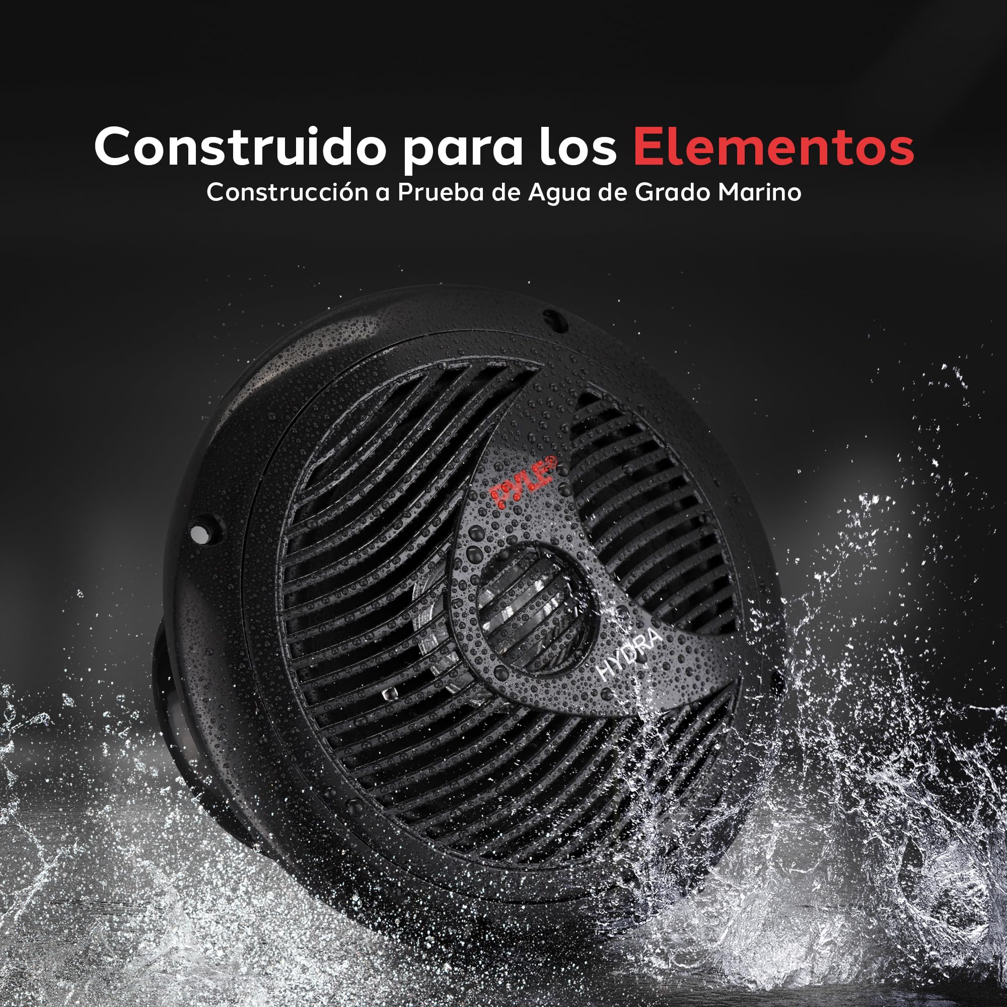 Pyle par de Altavoces Marinos de 6.5”, Sonido Estereo, Exteriores, Resistentes al Agua y a la Intemperie, Potencia de 400V