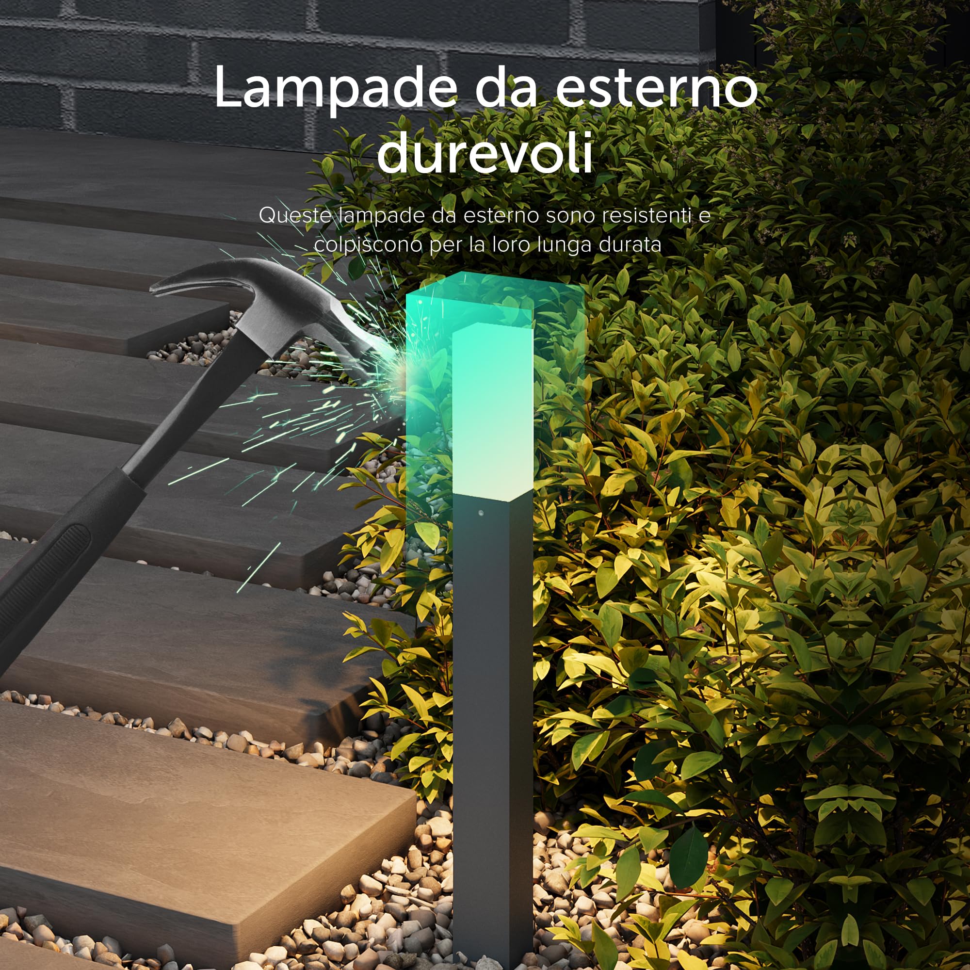 doporro Lampione da Giardino LED 3000K, Paletto Esterno Quadrato IP65 in Alluminio Grigio Scuro H40cm, Luce Calda per Vialetti, Giardini, Cortili e Ingressi