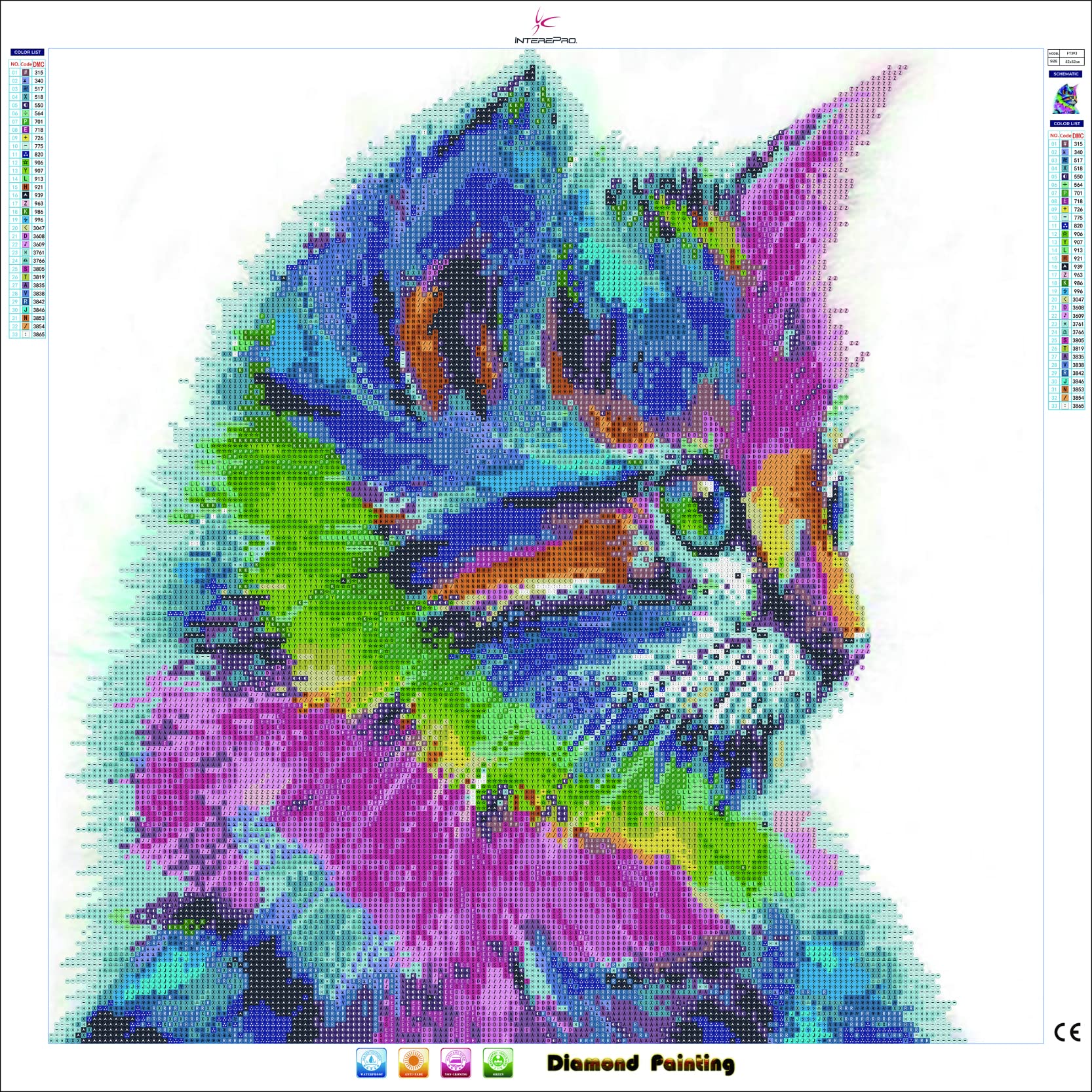 DIY 5D Diamond Painting Art Kits for Adults Cross Stitch Kits Pattern Picture Arts Craft Supply Home Wall Decor(Colorful cat)