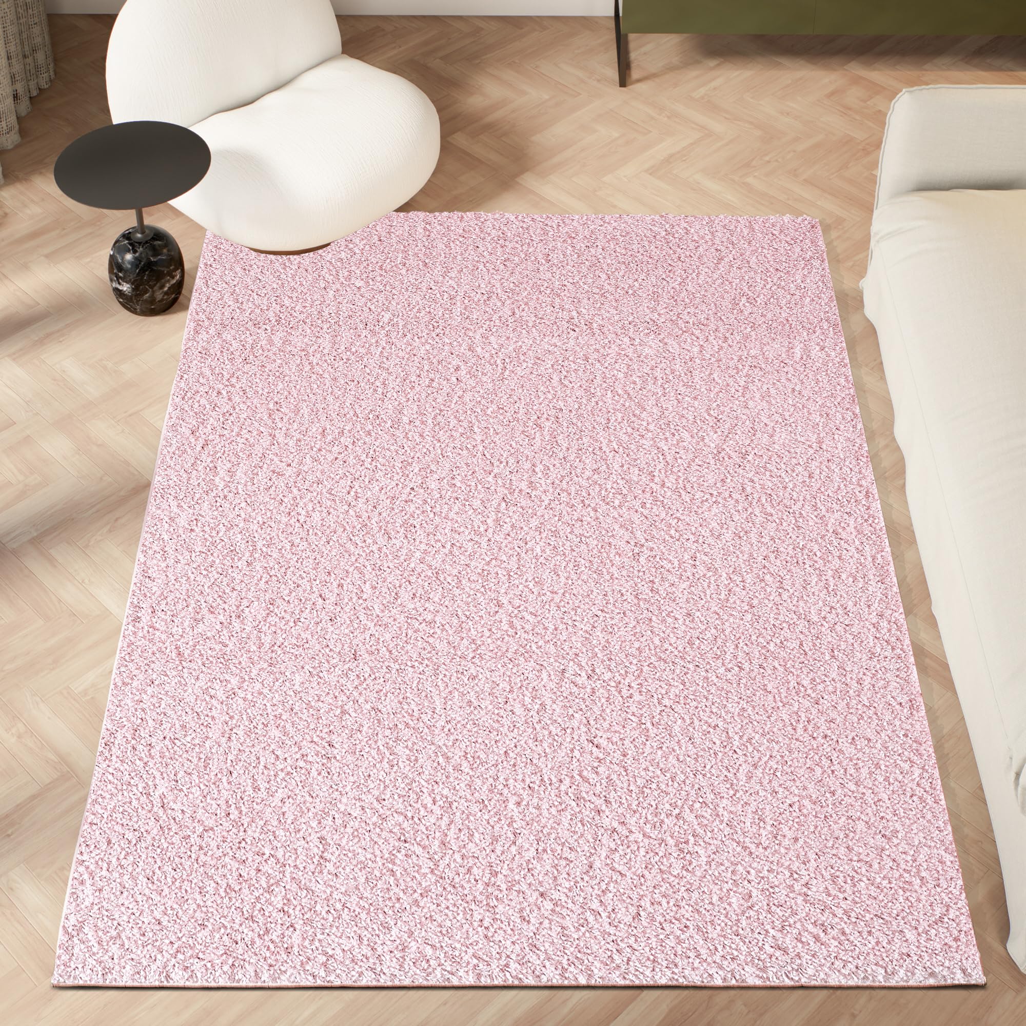 homeart Area Rug - Super Soft Shaggy Rugs For The Living Rooms, Bedrooms And Kitchen - Modern, Easy To Clean Carpet -120 cm Round, Pink Rose — image 1