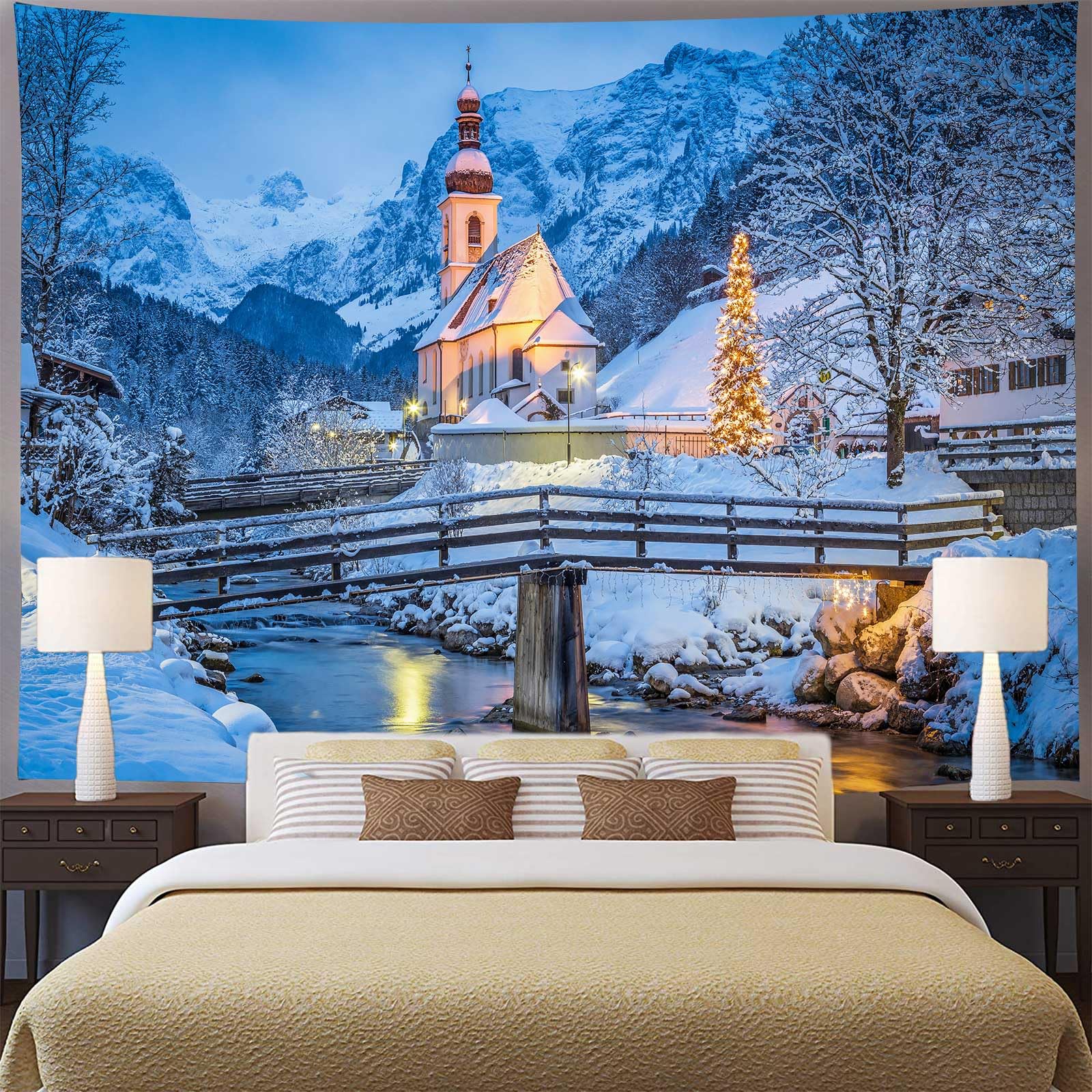 Amazon.com: Aidatain Winter European Tapestry - Bavarian Alps