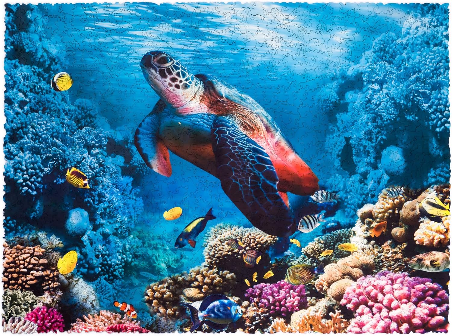 Original Wooden Jigsaw Puzzles for Adults - Shimmering Turtle, 1000 pieces, 23.6"x17.3", Beautiful Gift Package, Unique Shape Best Gift for Adults and Kids