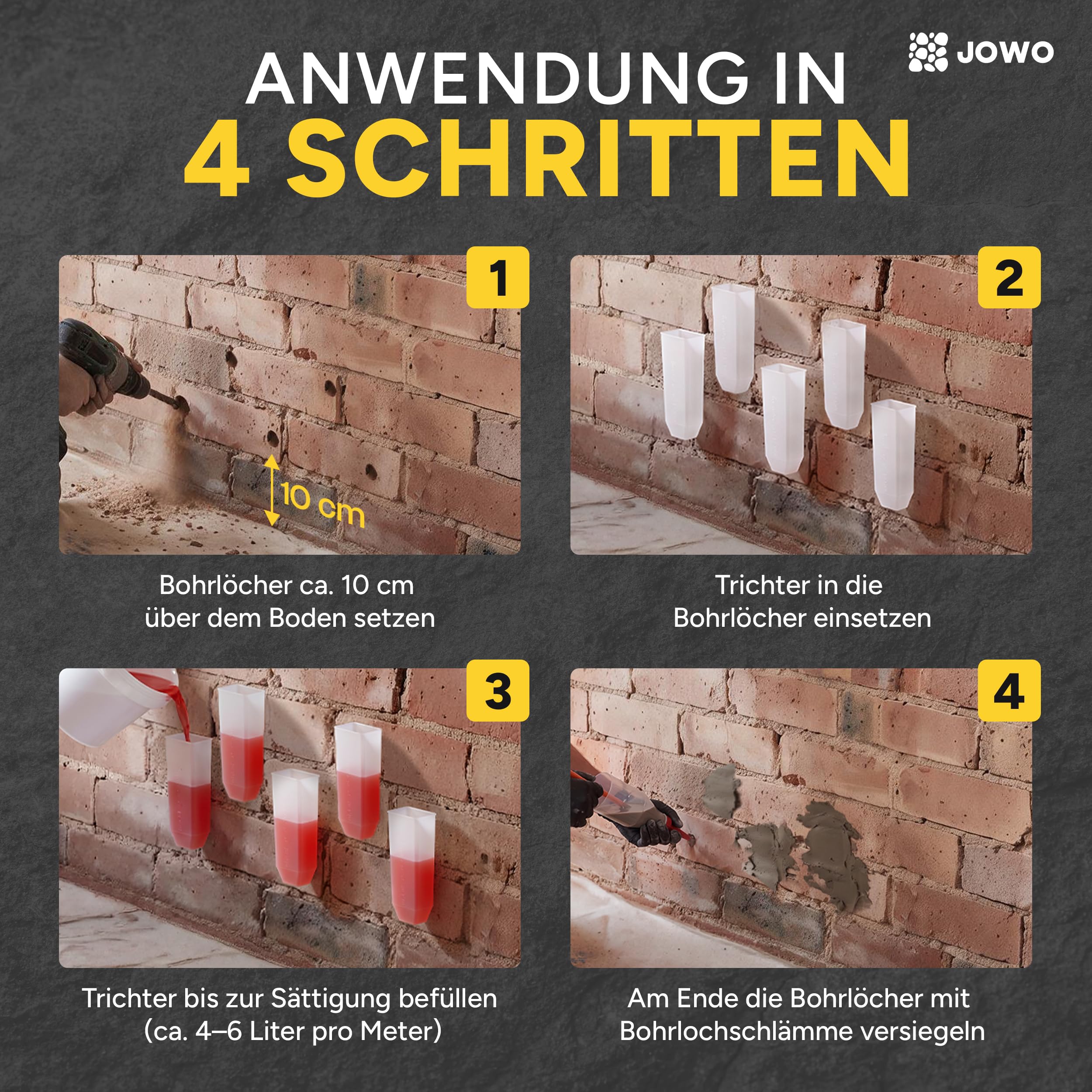 Horizontalsperre (20L + 18 Injektionstrichter) Verkieselung Trockene Wand Kellerabdichtung Bohrloch Injektion für dauerhaft Trockene Wände zur einfachen Anwendung der Horizontalsperre