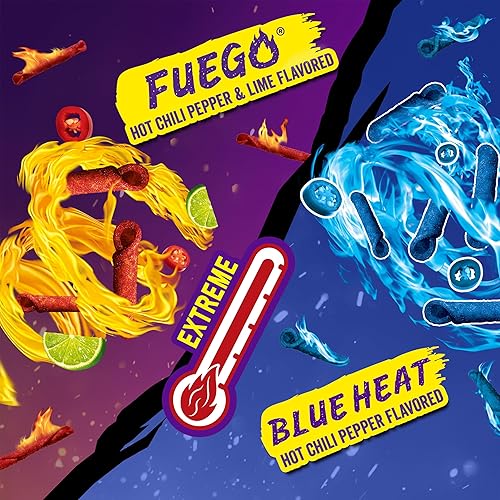 Miniatura 4 de Takis Mini 25 piezas / 1.23 oz Paquete de variedad de tamaño bocado, chips de tortilla enrollados de sabores variados – (15) Fuego, (10) Blue Heat
