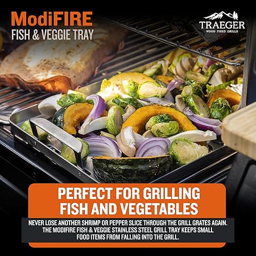 Miniatura 4 de Traeger Grills BAC610 ModiFIRE - Bandeja para parrilla de acero inoxidable para pescado y verduras, accesorio duradero para parrillas al aire libre,