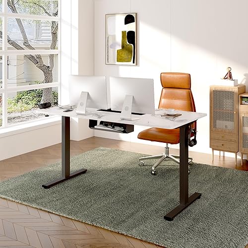 Miniatura 2 de FLEXISPOT EN2 Escritorio de pie de una pieza completa con regleta de abrazadera, escritorio eléctrico de pie ajustable de 55 x 28 pulgadas con