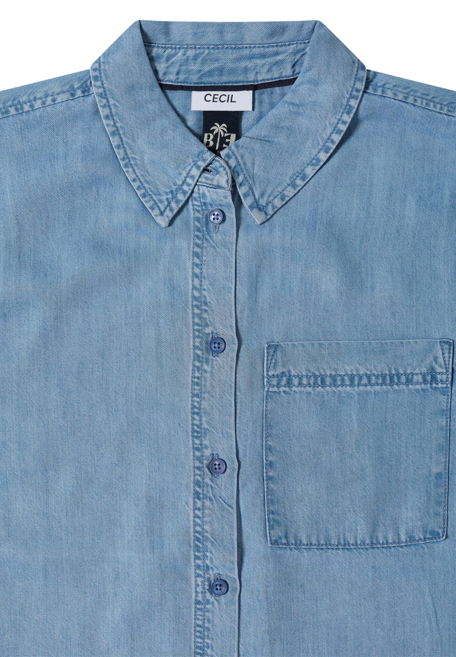 Cecil Kurzarm Hemdbluse im Denim-Look