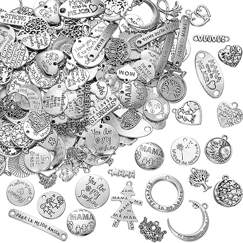 Batiyeer 200 dijes mixtos de plata tibetana para hacer joyas, joyería suave y tibetana de metal plateado para hacer accesorios, collares, joyas,
