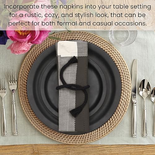 Miniatura 6 de Cotton Clinic Juego de 12 servilletas de tela de punto vainica, 100% algodón, 20 x 20 pulgadas, ultra suaves, absorbentes, calidad de hotel,