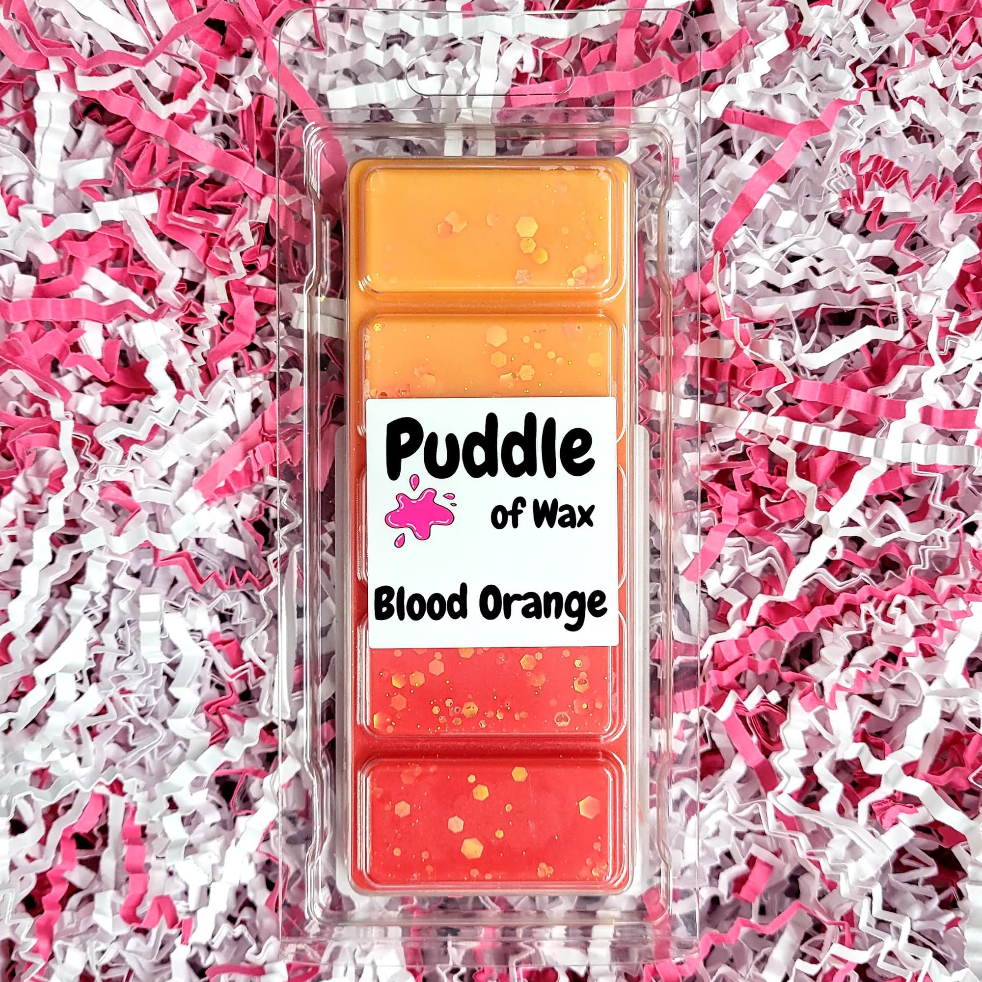 Puddle Of Wax Red & Orange - Blood Orange Soy Wax Melt Snap Bar - 50G - Fruity Scent - Vegan Friendly - Made In The Uk