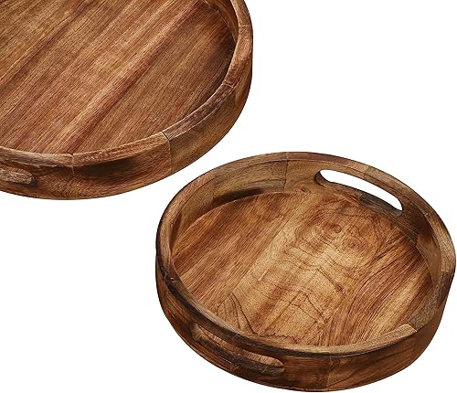 Miniatura 3 de Juego de 2 cestas de madera para encimera de frutas, cajas organizadoras para cocina, baño, despensa, para frutas, verduras, productos, pan y