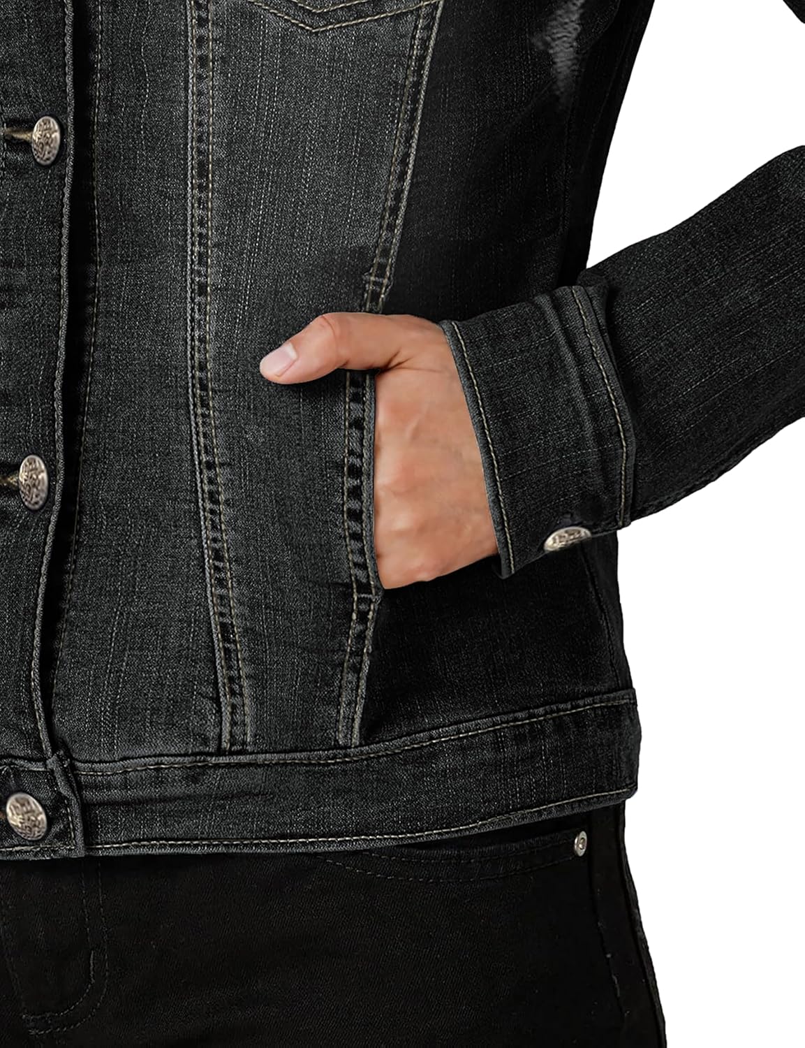 Hybrid & Company Women's Long Sleeve Denim Jackets Basic Button Down Jean Jacket with Pockets - Image 5