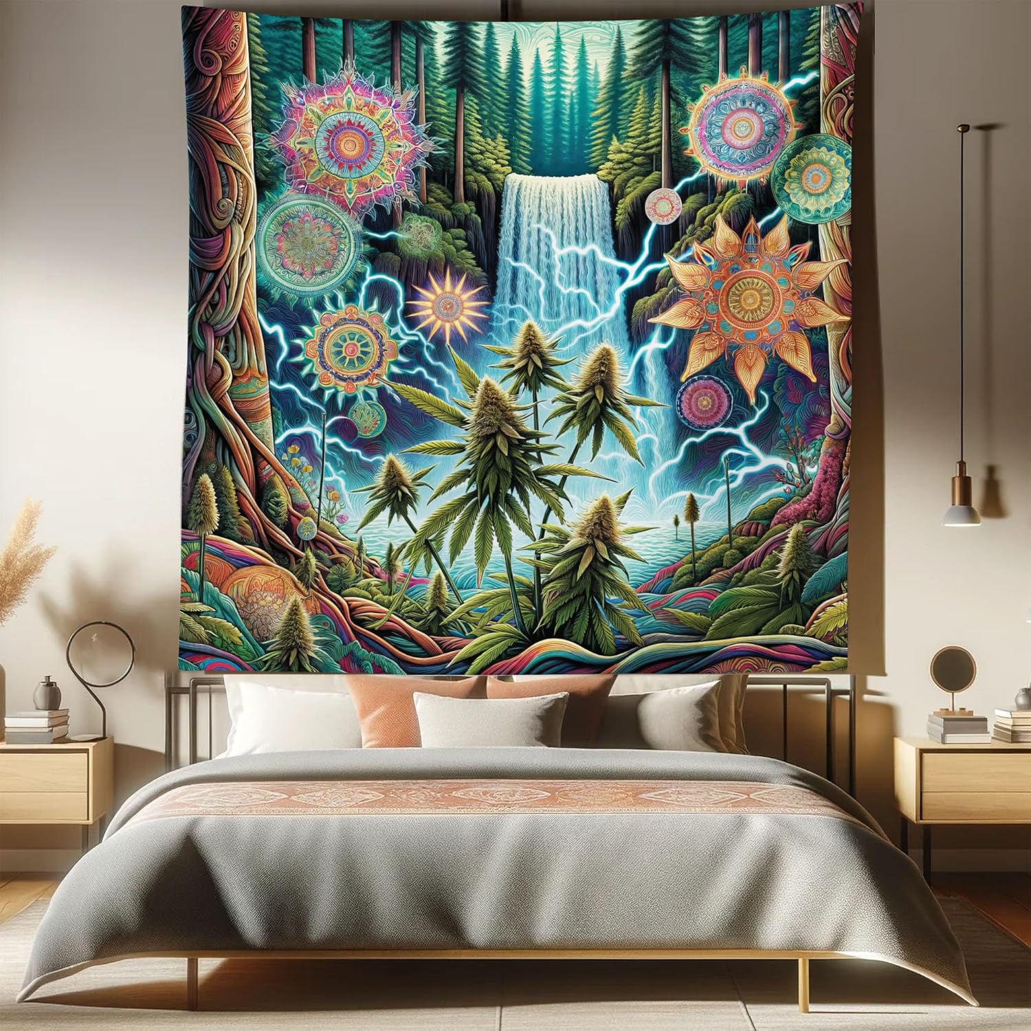 Ambesonne Trippy Tapestry Queen Size, Psychedelic View of