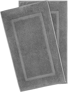 American Bath Towels, 2 Pack 20x34 Soft & Absorbent 900 GSM Premium Hotel & Spa Quality Organic Turkish Cotton Banded Bathroom Bath Mat Set, Dark Grey - coolthings.us