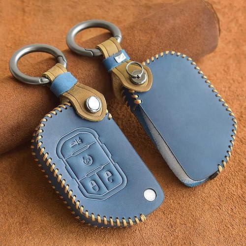 Miniatura 3 de ontto - Funda de piel para llavero (4 botones, compatible con 2018, 2019, 2020, 2021, Jeep Wrangler JL Gladiator JT, funda de protección completa