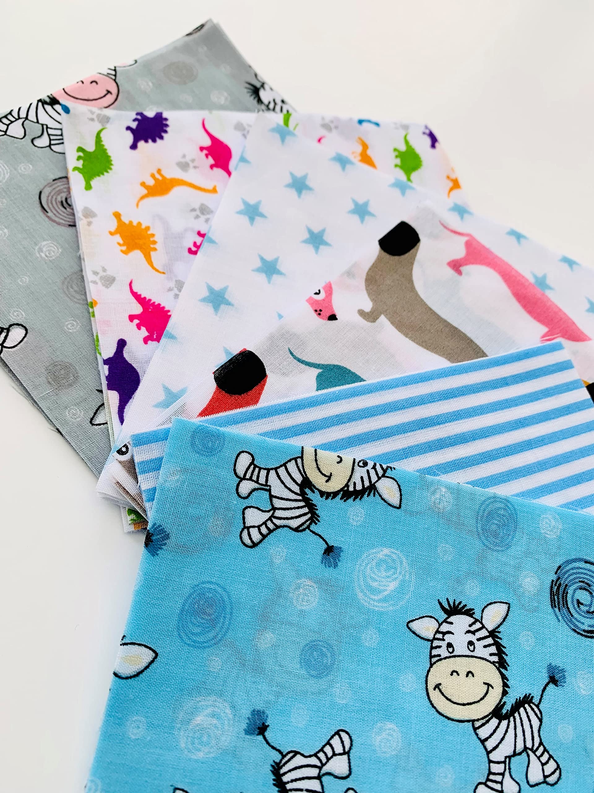 100% Polycotton Fabric Patchwork Squares - Unisex Baby Boy Girl Vintage Floral Nautical Polka - Sewing Quilting Dress Fabric - Simply Sew Crafty™ (5", Baby Boy)