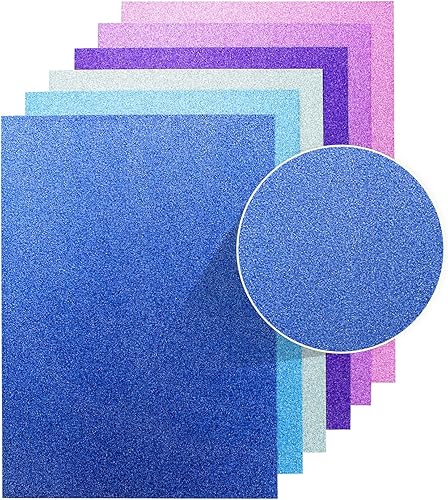 Miniatura 8 de Papel de cartulina con purpurina, 30 hojas de papel con purpurina de 8.82 ozm, papel de manualidades brillante A4 de primera calidad, cartulina de 6