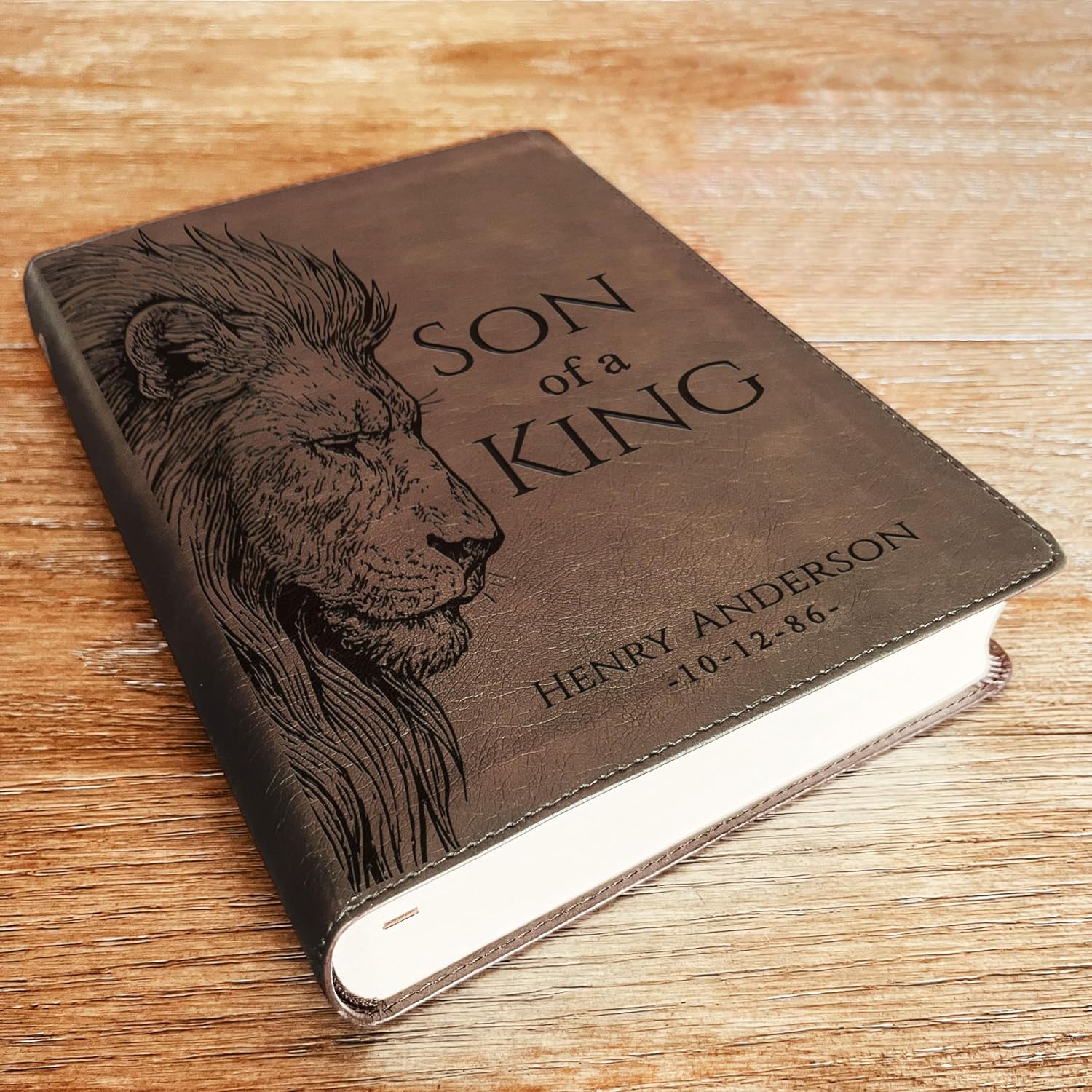 Personalized ESV Journaling Bible, Son of a King Lion Design, Custom Engraved Name, Christian Gift, Baptism Gift, Bible Gift for Him
