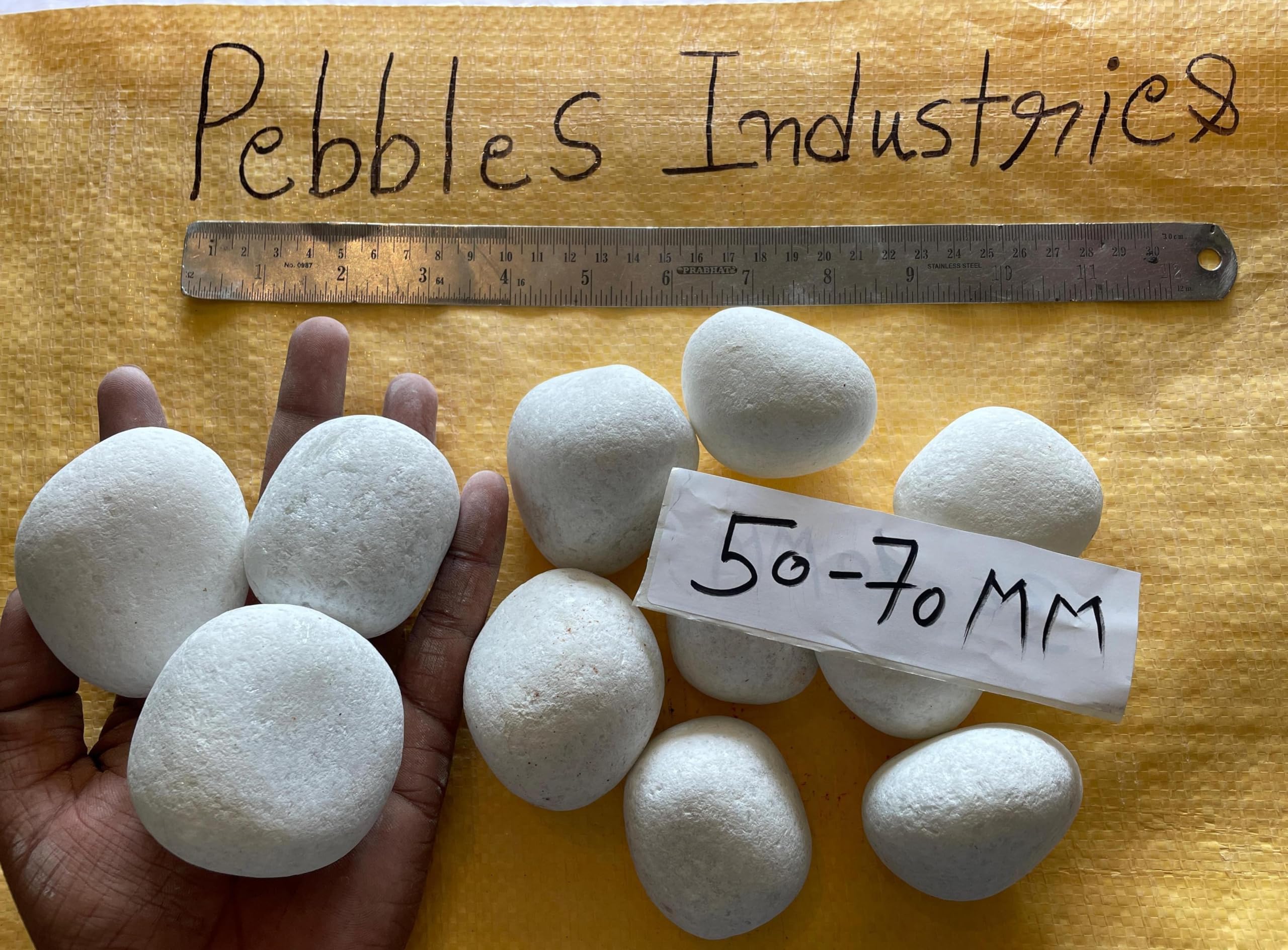 PEBBLES INDUSTRIES Unpolished White Pebbles for Garden | Pebbles for Garden Pots (10Kg, 50-70 mm, White) (B0D8YX5YXM) Amazon Price History, Amazon Price Tracker