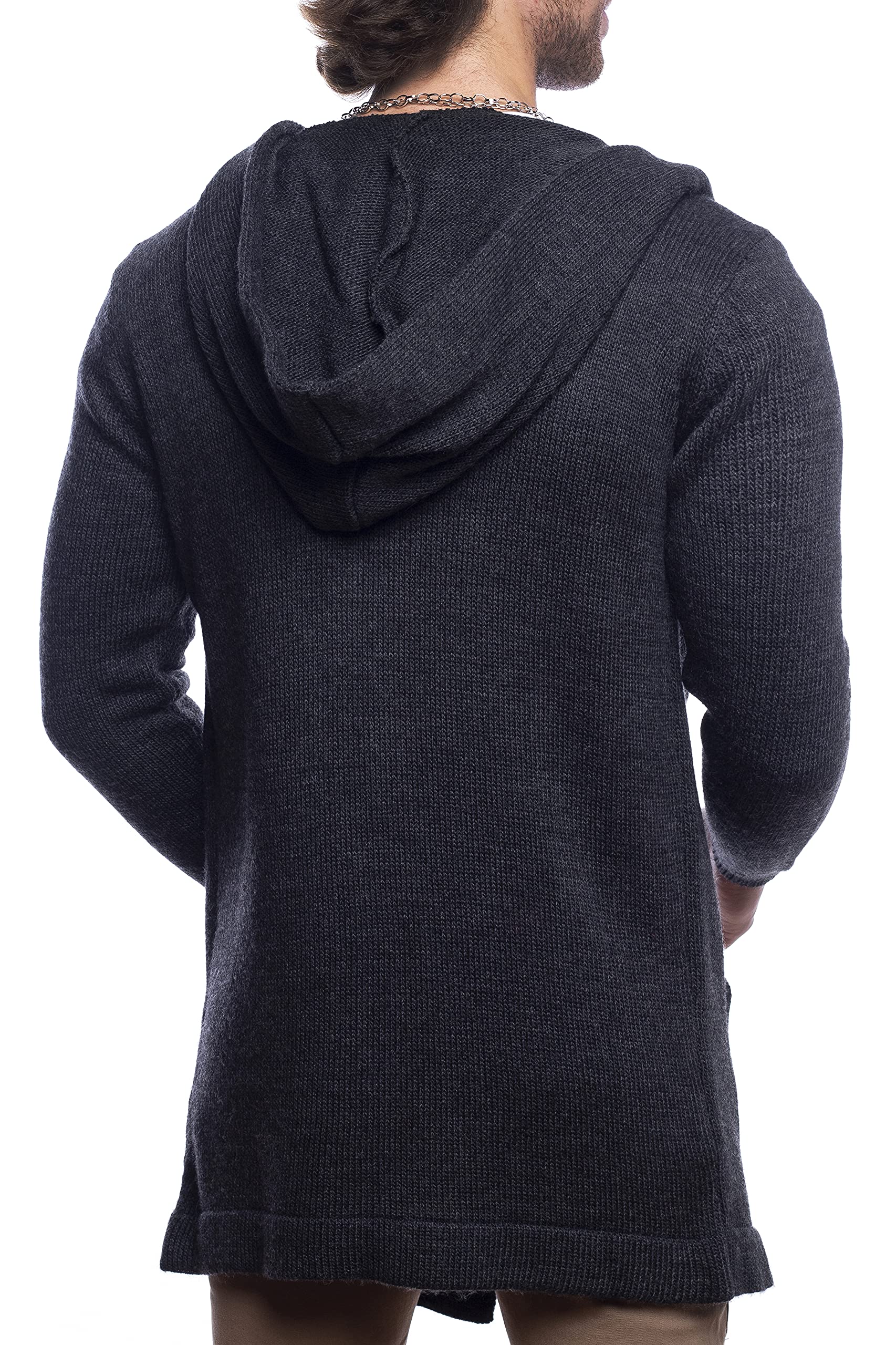 Carisma Herren Strickjacke Lang mit Kapuze • Herren Jacke mit Seitentaschen Lange Kapuzenjacke Herren angenehme Übergangsjacke für Männer 7601
