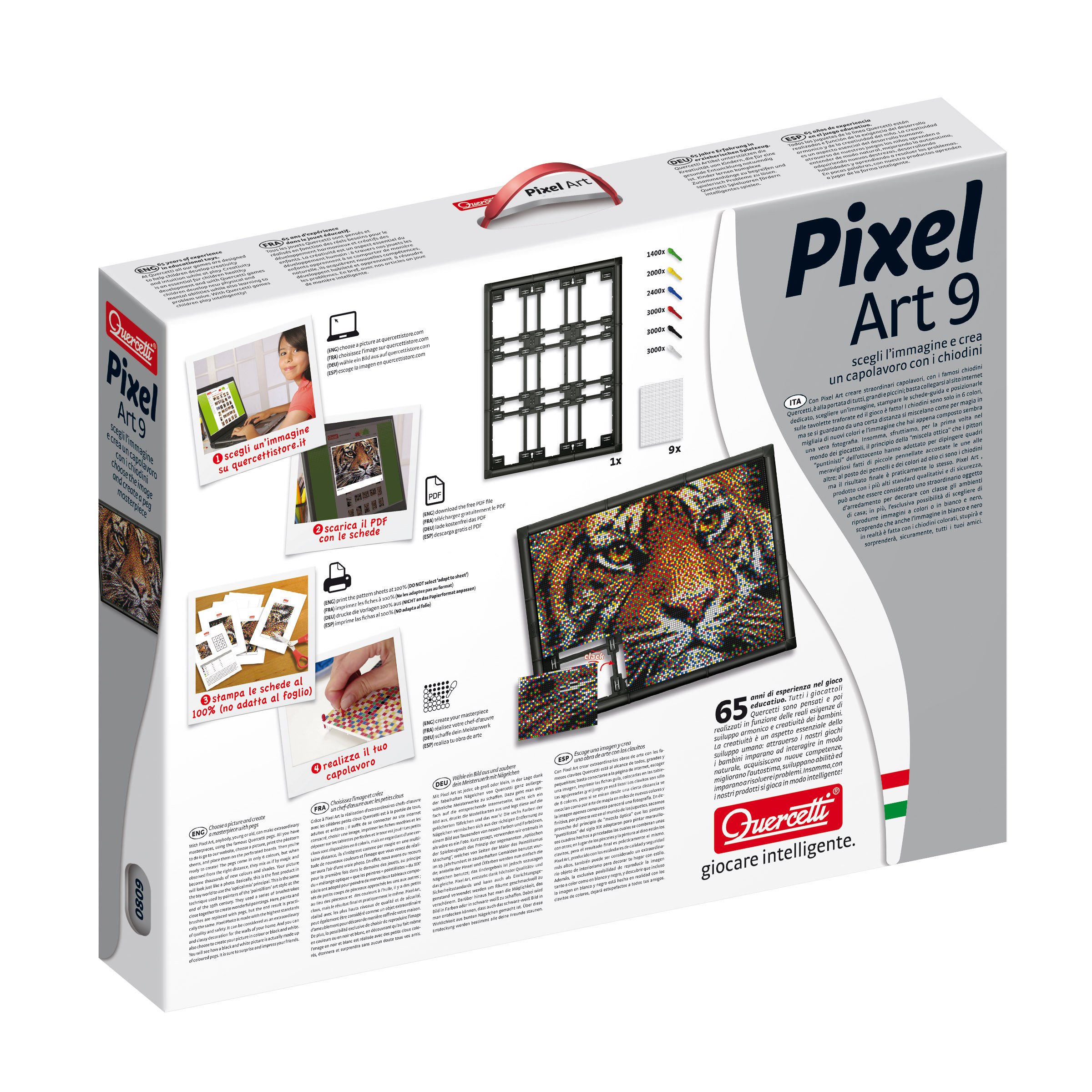Quercetti 00809 - Pixel Art 9: Scegli L'Immagine e Crea Un Capolavoro con I Chiodini!