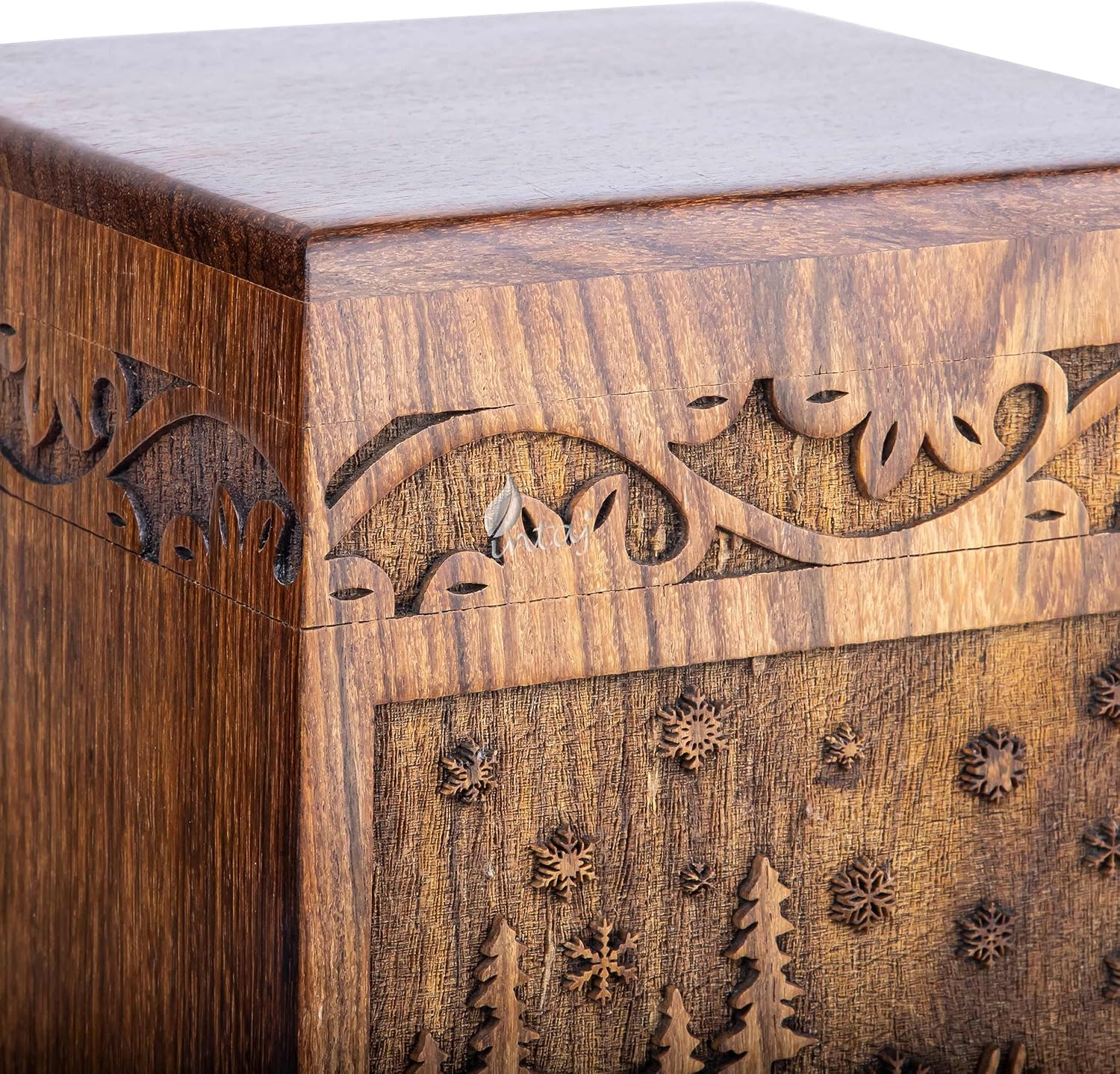 INTAJ Wooden Cremation Urn for Human Ashes, Adult Deer Rosewood Pet Urns for Dogs Ashes, Deer Carved Funeral Urn Hand-Crafted (Large - 11.25Hx6.25W (250 Cu/in), Custom Rosewood)