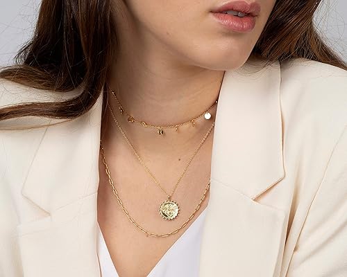 Miniatura 4 de Fremttly - Collar tipo gargantilla hecho a mano, chapado en oro de 14 quilates o en plata, sencillo, refinado, con dije de placa de estrella o