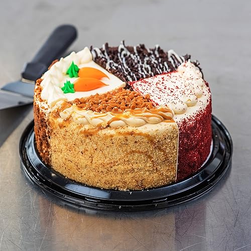 Miniatura 3 de Our Specialty, Pastel variado de doble capa de 8 pulgadas, caramelo, zanahoria, chocolate y terciopelo rojo, 46 onzas (se vende congelado)