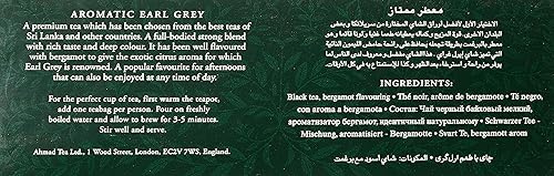 Miniatura 6 de Ahmad Tea Black Tea, Earl Grey - Bolsitas de té aromáticas, 100 unidades, sin cafeína y sin azúcar, el embalaje puede variar