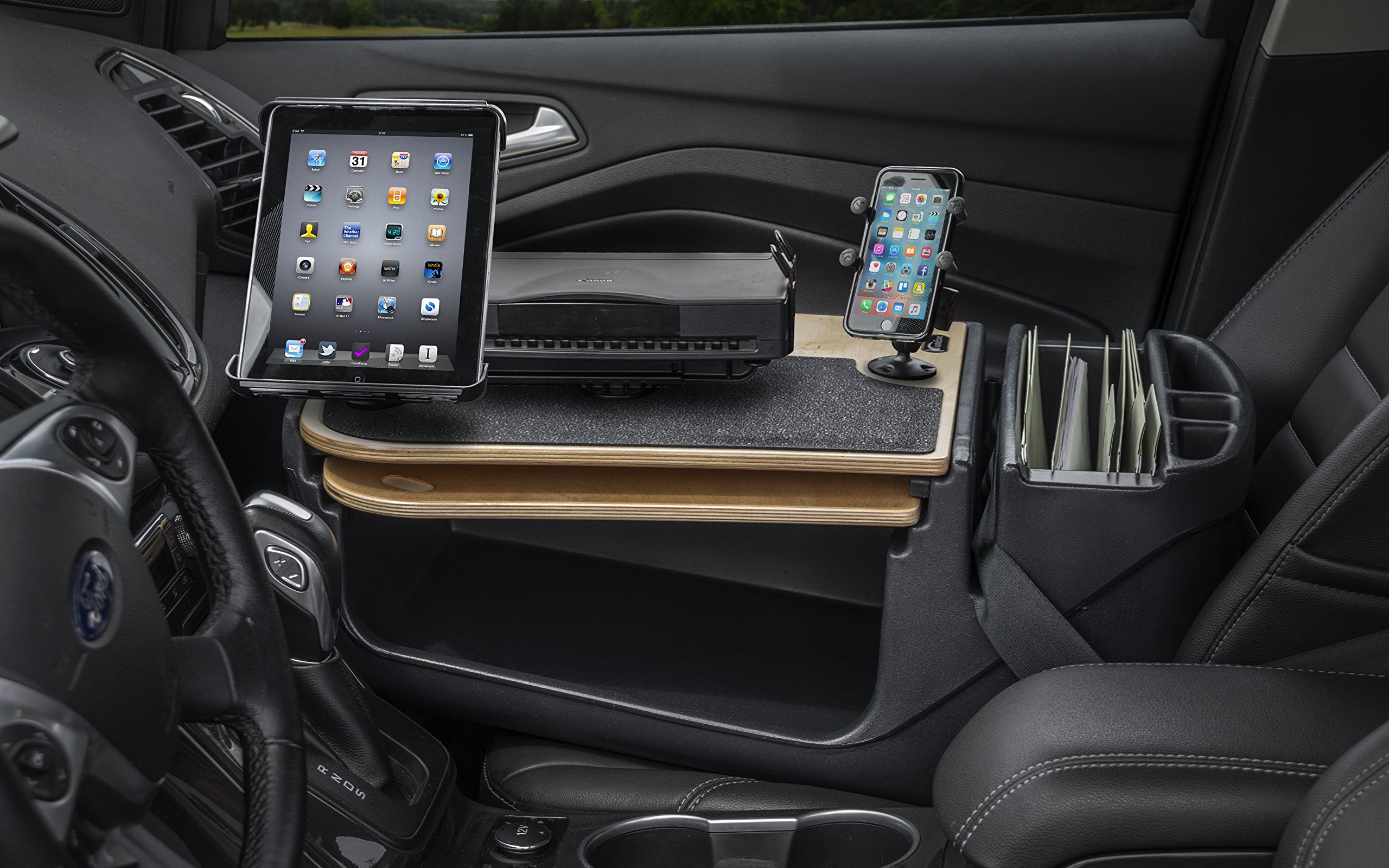 Car Desk With Built-in 200 Watt Power Inverter And Printer Stand