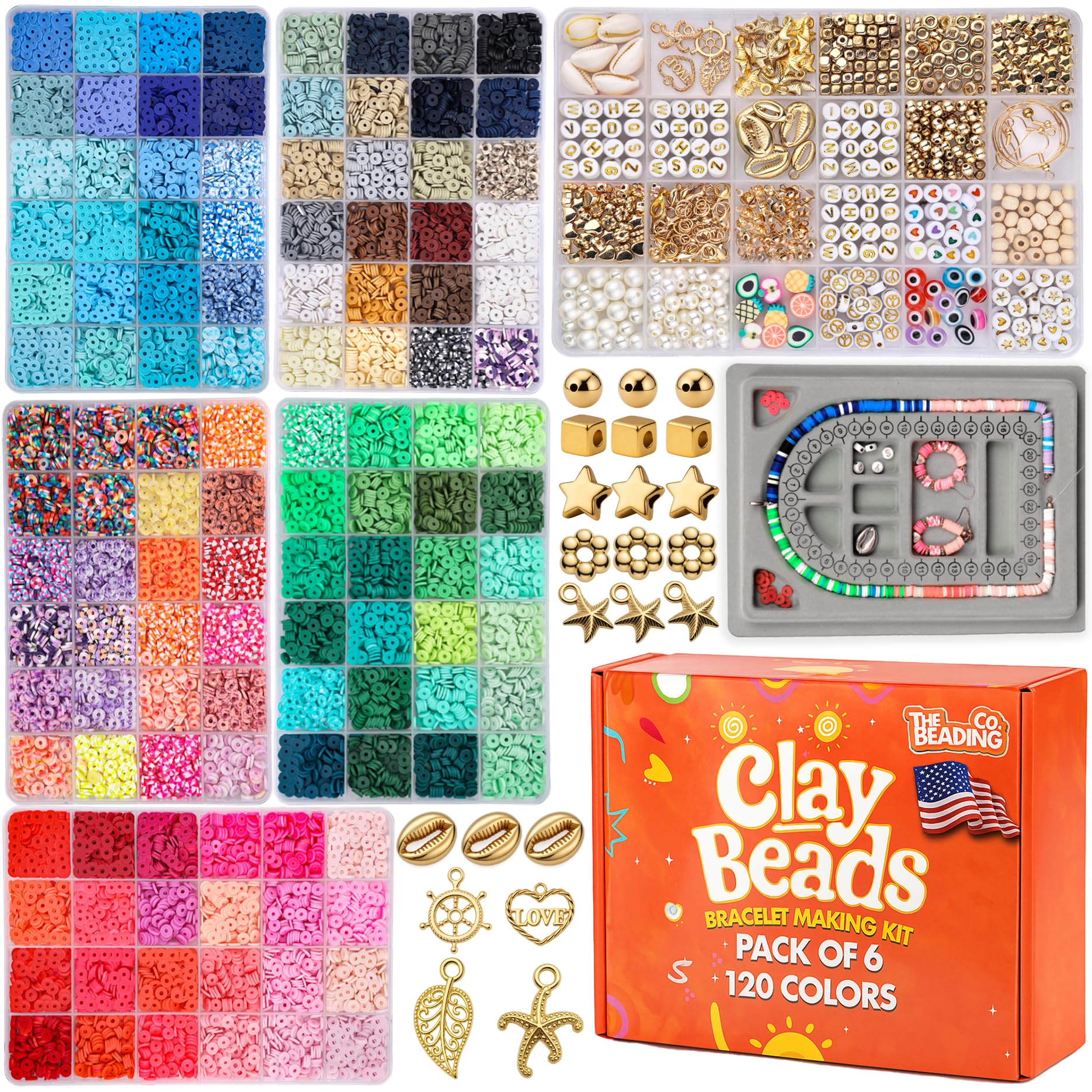 Kit para hacer pulseras de cuentas de arcilla de 21000 piezas para niñas, 120 colores, 6 cajas de cuentas de arcilla polimérica para hacer joyas, cuentas para pulseras, tablero de cuentas, manualidades, regalos para niños y adultos.