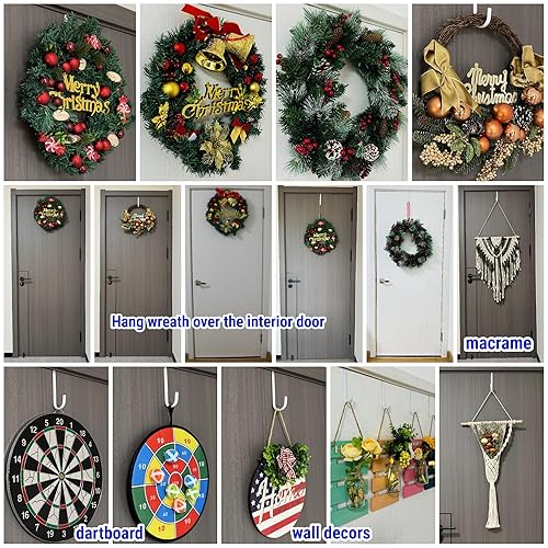 Miniatura 5 de Mars-Rock Ganchos para colgar sobre la puerta, 4 piezas con revestimiento de goma blanca L  5.5 pulgadas para colgar en la puerta de 1 38 pulgadas,