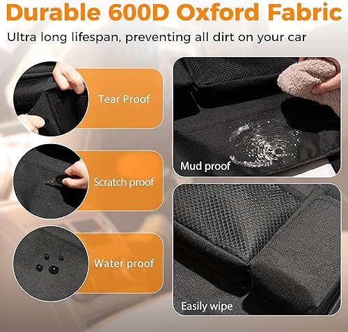 Miniatura 7 de Organizador de asiento trasero de automóvil con bandeja, 9 bolsillos de almacenamiento protector de asiento trasero con soporte plegable para