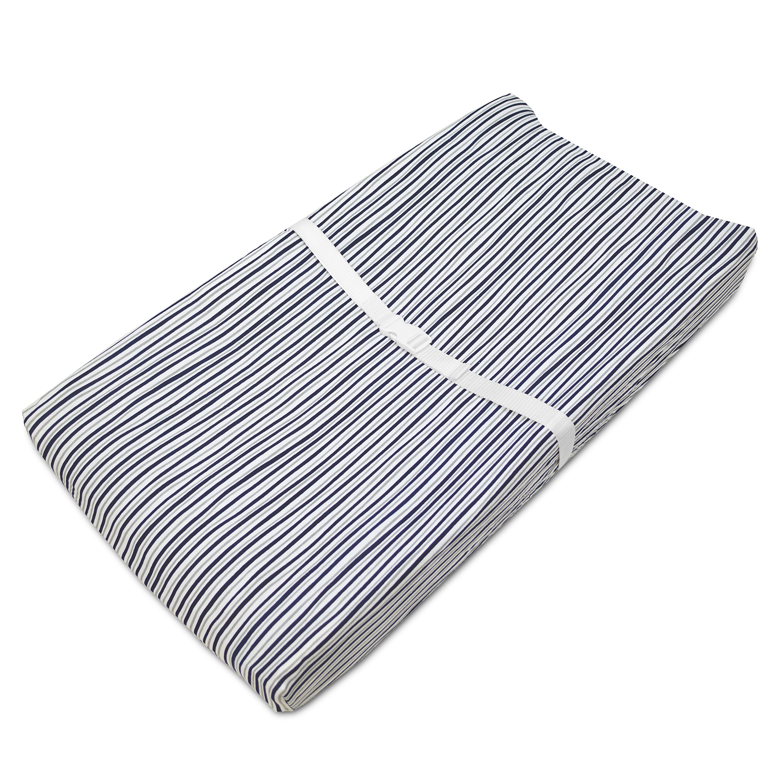 American Baby Company Printed 100% Natural Cotton Jersey Knit Fitted Contoured Changing Table Pad Cover, Navy/Grey Funny Stripes, Soft Breathable, for Boys-image-32