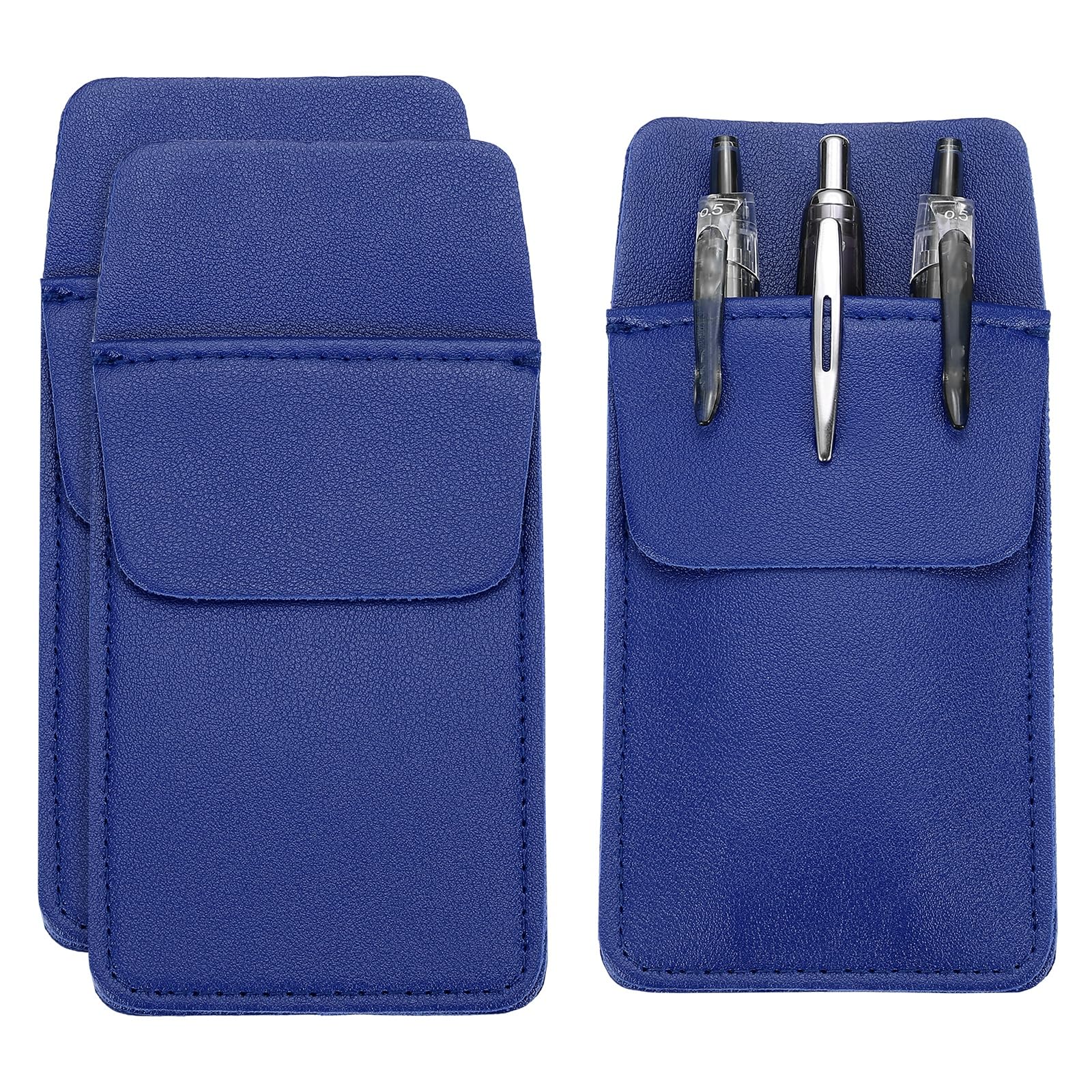 PATIKIL 3 Pack Leather Pocket Protector, MultiPurpose Pen Pocket Protector Pen Holder Organizer Pouch Pencil Sleeve for Heavy Duty Shirts Lab Coats Pointers Notes Card Office, Dark Blue — image 1