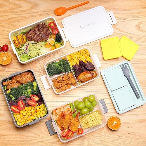 Miniatura 7 de linoroso Lonchera apilable Bento para adultos, satisface todas tus necesidades sobre la marcha, para alimentos, ensaladas y aperitivos, lonchera