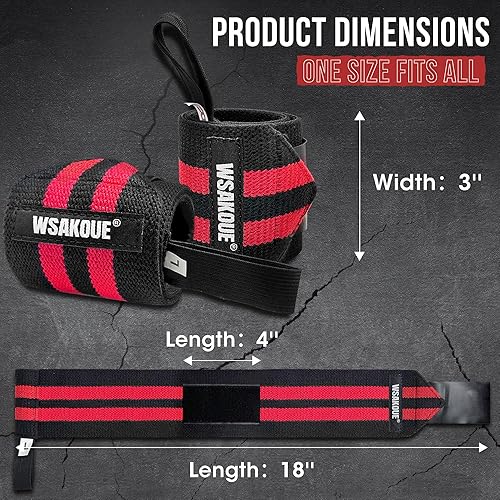 Miniatura 2 de WSAKOUE Muñequeras de levantamiento de pesas, soporte profesional de muñeca de 18 pulgadas con lazo de pulgar de alta resistencia para levantamiento