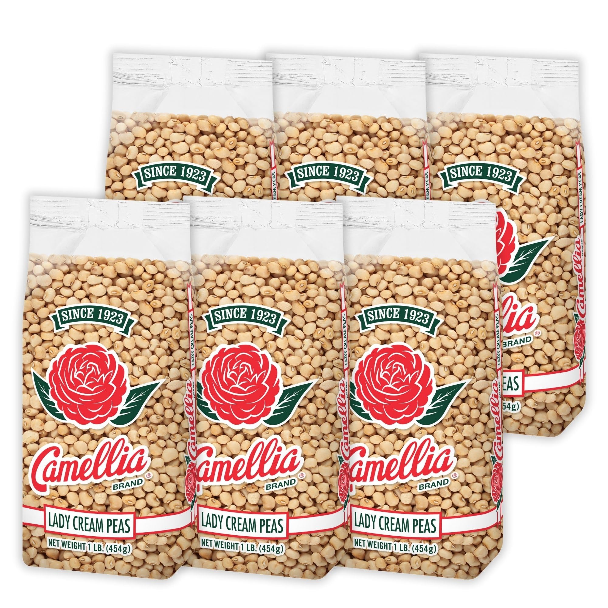 Camellia Brand Dried Lady Cream Peas – Premium Creamy Southern Peas for Traditional Southern Dishes, Succotash, Soups, Stews, Salads, and Vegetarian Meals – Non-GMO, Gluten-Free, High Protein 1 Pound (Pack of 6)