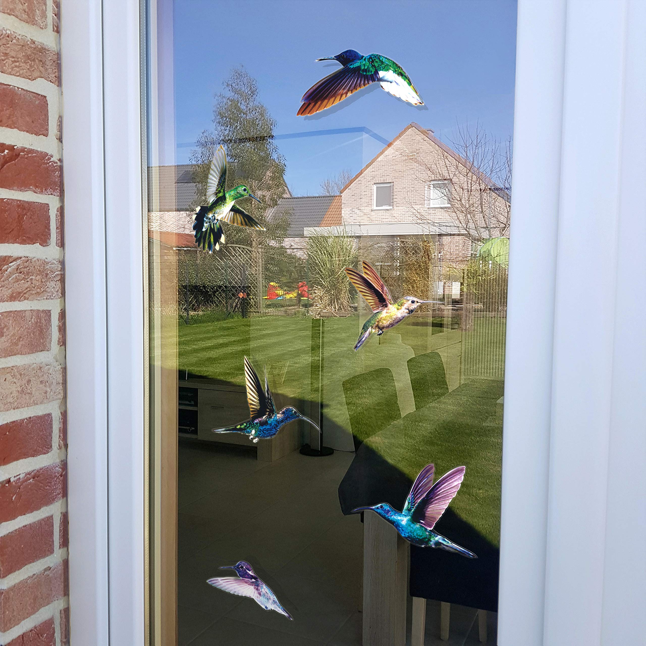 VOSAREA Autocollants Anti-Collision Oiseaux Statique Diy 6 Pièces Pour Fenêtres Décoratives Amovibles En Film Coloré Pour Salon Bureau Salle De Bain