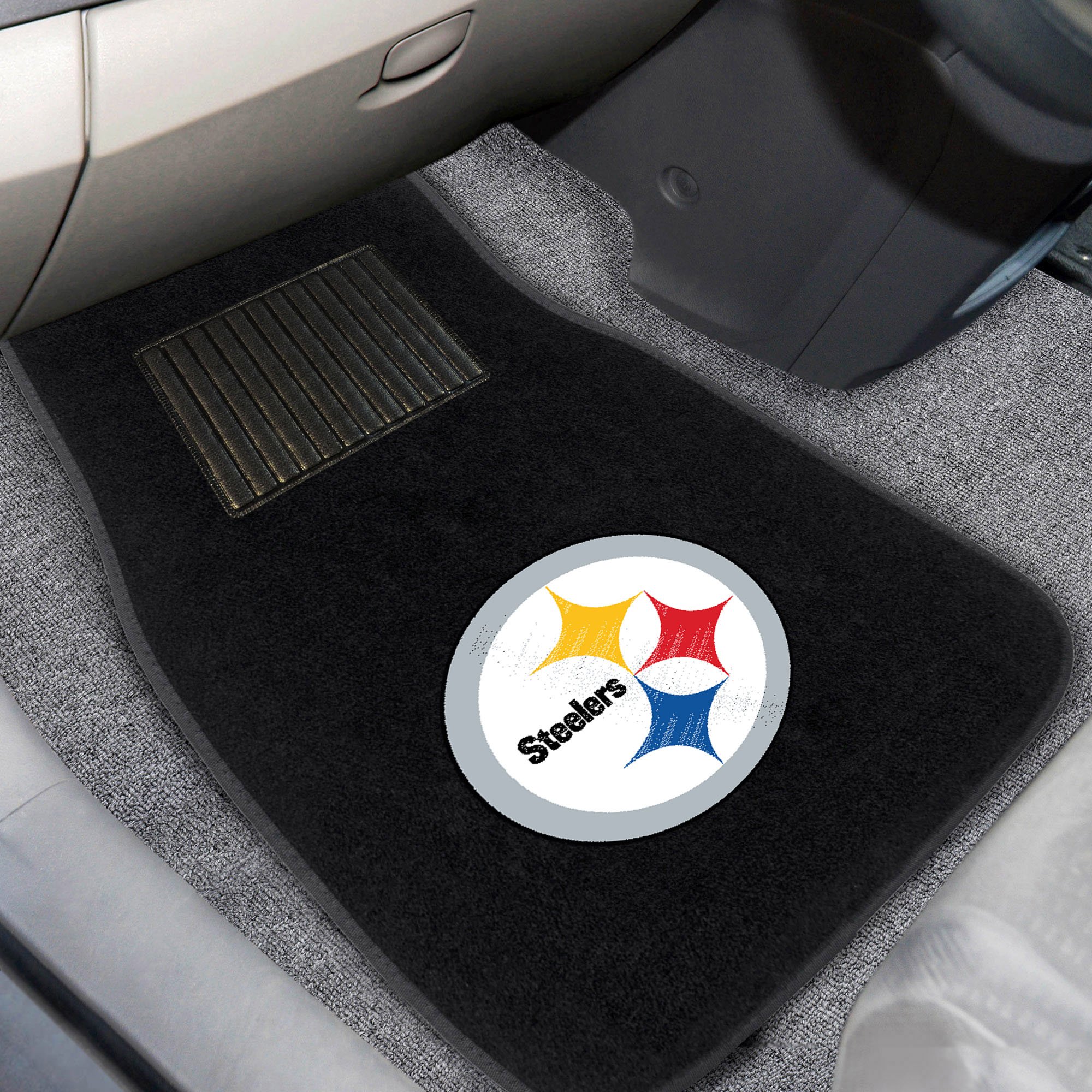 FANMATS 10302 NFL – Pittsburgh Steelers Automatten-Set, Bestickt, Schwarz, 43,2 x 64,8 cm, rundes Steelers Primary Logo