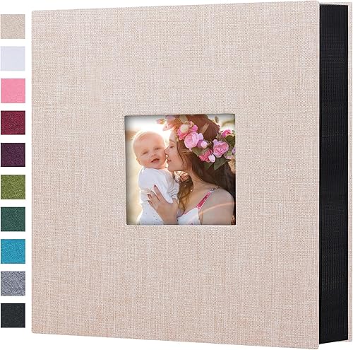 Miniatura 84 de Mublalbum Álbum de fotos pequeño de 4 x 6 pulgadas, 200 fotos, cubierta de lino, libro de fotos con bolsillos horizontales para boda, aniversario
