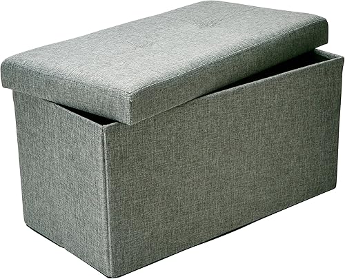 Miniatura 3 de Simplify Otomana de almacenamiento plegable doble de lino sintético (F-0637-gris) Gris,Natural