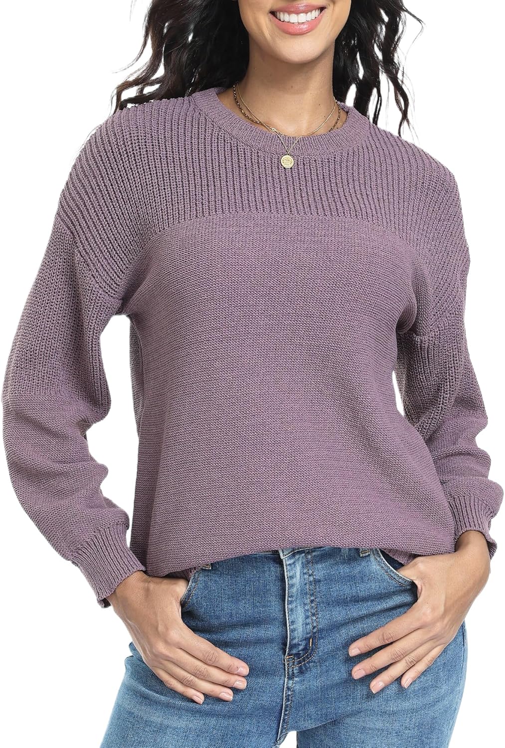 Women Casual Long Sleeve Sweater 2025 Fall Winter Ribbed Knit Pullover Loose Crewneck Sweater Jumper Tops - Image 5