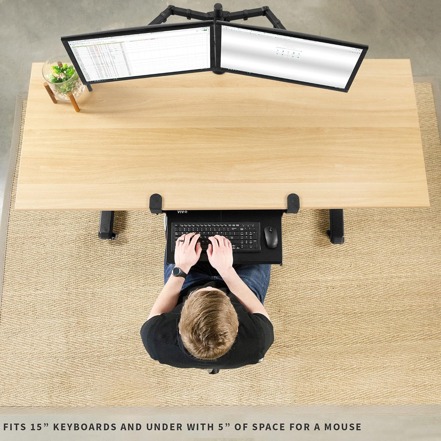 VIVO Small Keyboard Tray Under Desk Pull Out with Extra Sturdy C Clamp Mount System, 20 (26 Including Clamps) x 11 inch Slide-Out Platform Computer Drawer for Typing, Black, MOUNT-KB05ES : Office Products