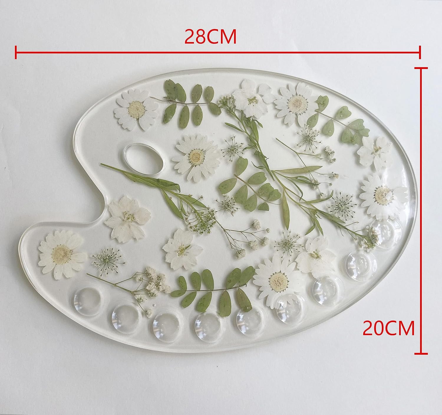 RISEON Epoxy Dried Flower Painting Palettes, Artists Colorful Botanical Paint Tray Pad Holder Pressed Flower Makeup Palettes for Mixing Colors,Oil, Watercolor & Acrylic Paints Art Tools