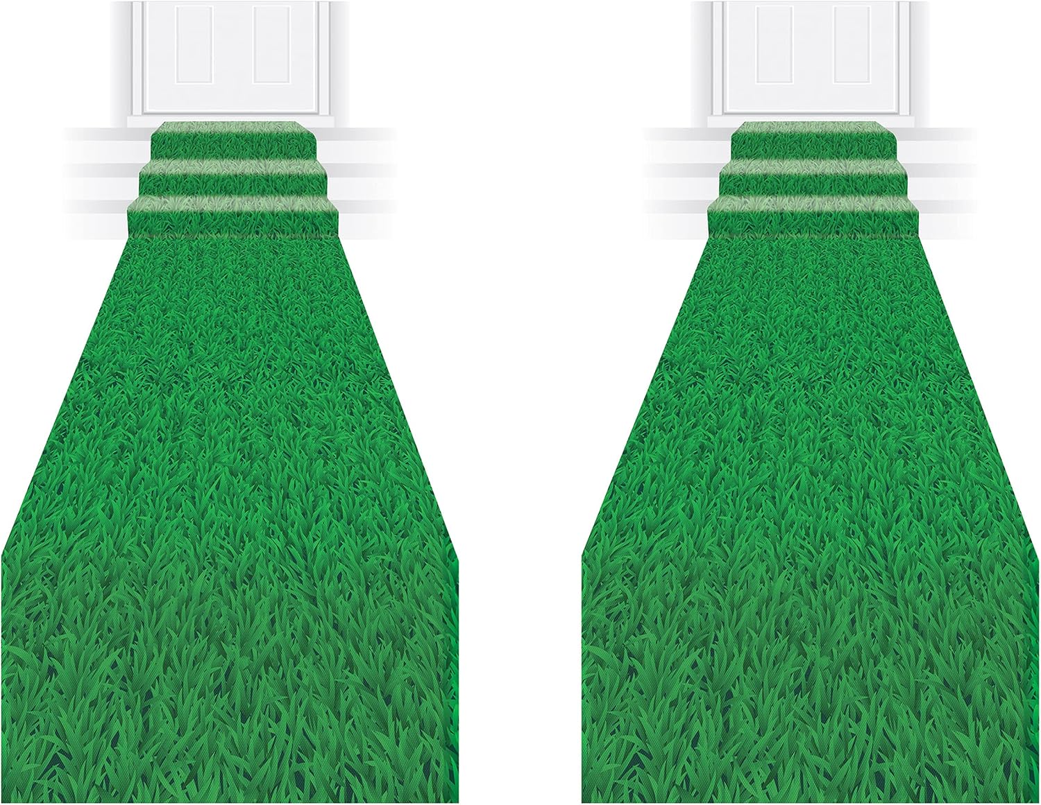 Beistle Grass Runner – 2 Pack, Printed Green Lawn Design Aisle Runners, Artificial Turf Decoration for Indoor & Outdoor Weddings, Sports Banquets, Garden Parties & Summer Celebrations, 24” x 10’