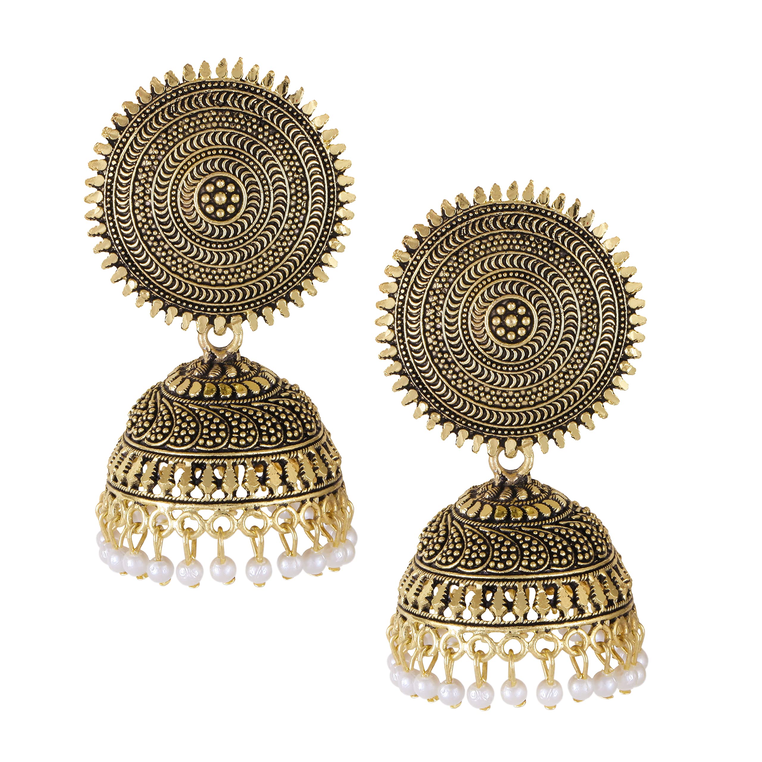 MEENAZ Peacock Big Round Jhumkas Jhumka jhumki Earrings set Ear rings For Women girls Ladies Traditional Wedding Temple 22kt Gold oxidised Meenakari Ethnic Antique South Indian Round Pearl Moti (B0BF5YM45B) Amazon Price History, Amazon Price Tracker
