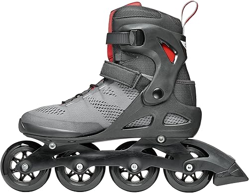 Miniatura 3 de Rollerblade Macroblade 84 Patines en línea para hombre, color gris oscuro y rojo, patines en línea de rendimiento