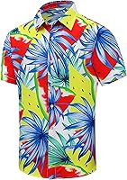 Vista 31 de SheLucki - Camisa hawaiana para hombre, unisex, de manga corta, con botones, para la playa y el verano, ropa casual estampada con sombra de palmas
