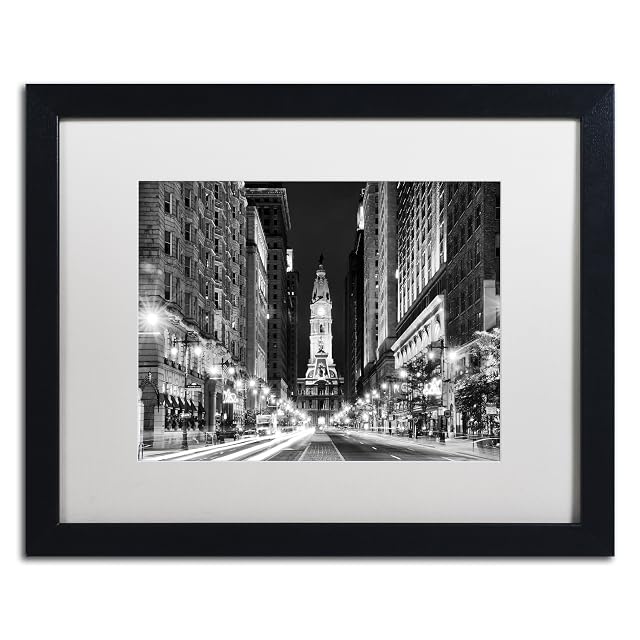 Trademark Fine Art City Hall Philadelphia by Philippe Hugonnard White Matte Black Frame 16x20-Inch